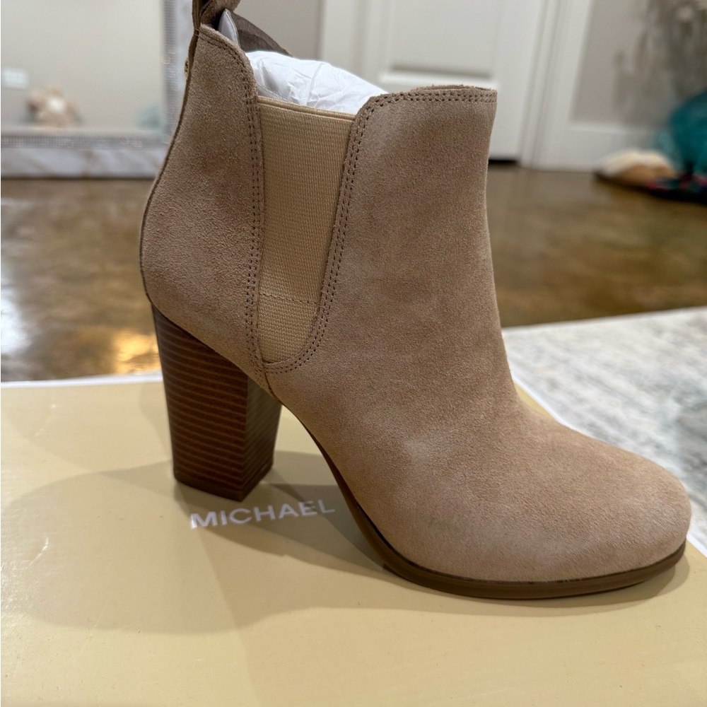 Michael Kors Beige Suede Ankle Booties